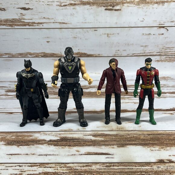 2018 Mattel DC Comics DC Knight Missions BATMAN ROBIN BANE TWO FACE 6" - Picture 1 of 6
